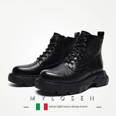 迈洛森马丁靴男冬季高帮男鞋真皮休闲百搭男靴厚底靴子加绒皮靴