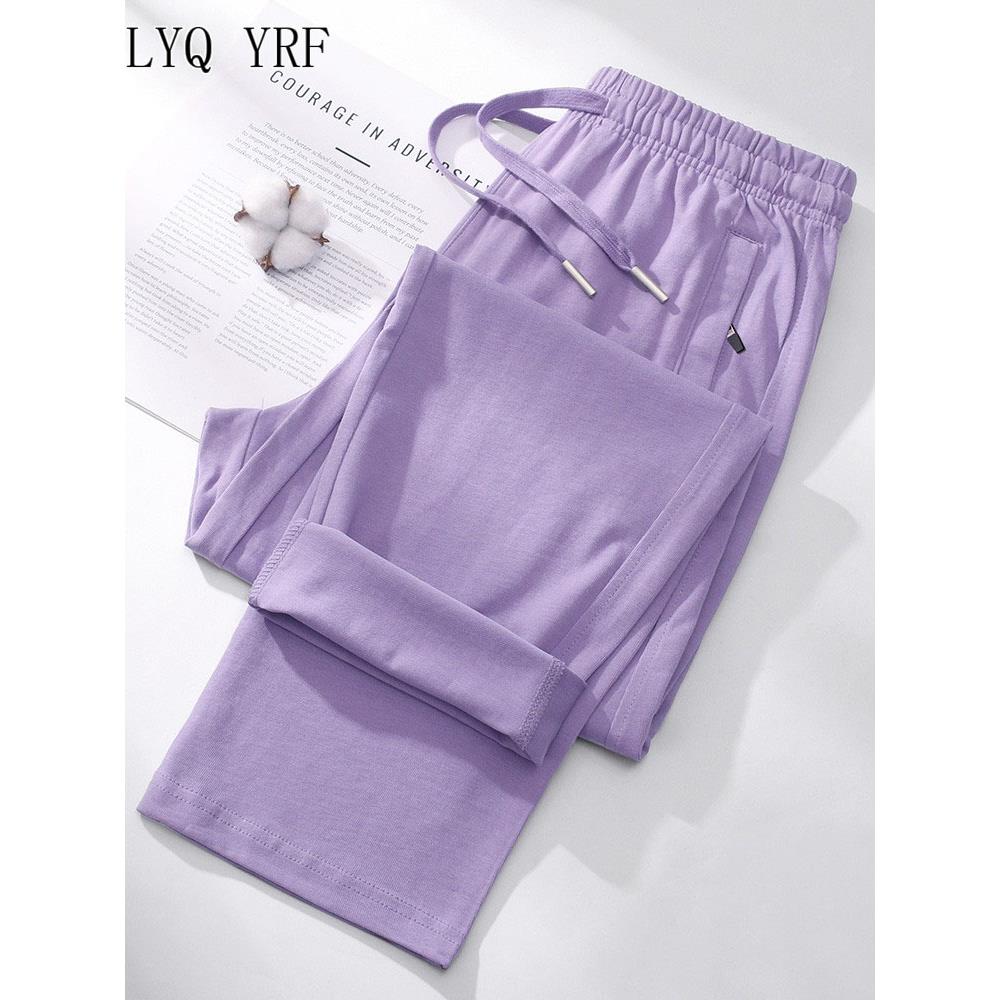 Lyq yrf运动裤女薄款春夏2025新款裤休闲卫裤直筒长裤纯棉女裤