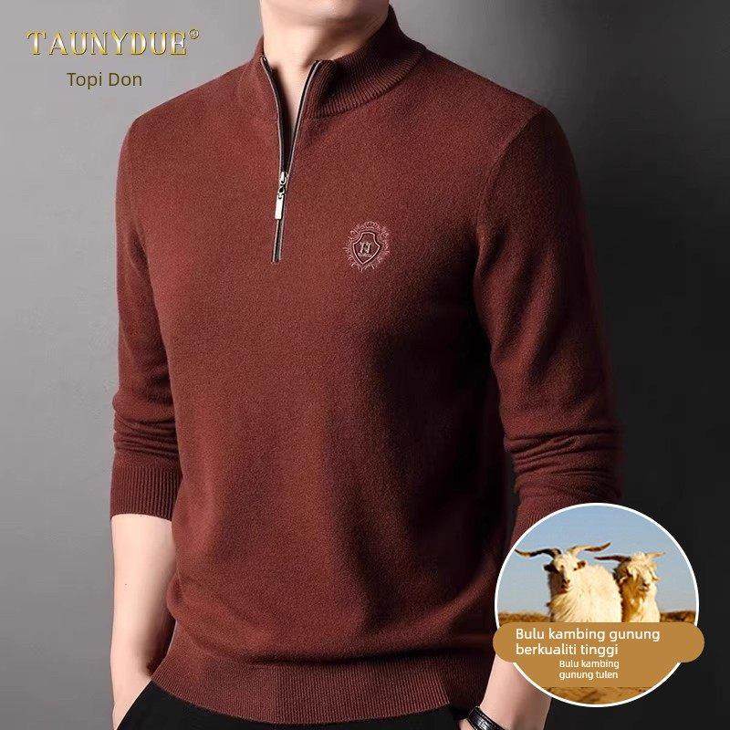 男士半拉炼立领纯羊毛衫毛衣秋冬季新款中年羊毛针织打底线衫男,男装,针织衫/毛衣,淘宝优惠券,粉丝福利购,淘宝优惠卷