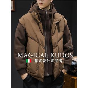 【MK专柜】MAGICAL KUDOS~假两件羽绒服冬季白鸭绒加厚连帽卫衣