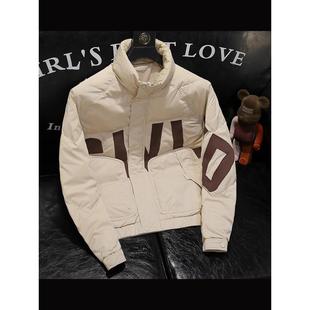 潮牌休闲无帽立领外穿字母印花痞帅外套 男羽绒服韩式 2025新款 冬季