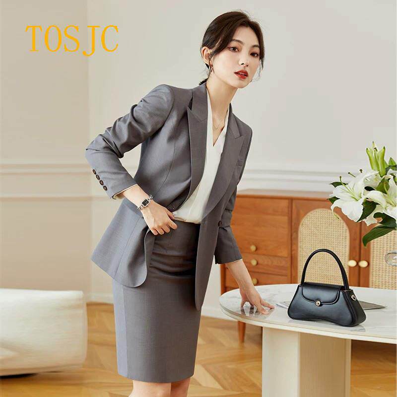 职业西装套装女2026秋季新款物业客服接待售楼部前台工作服正装裙