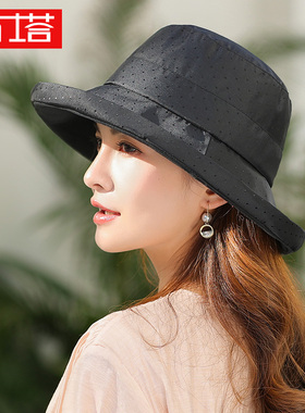 布塔夏天帽子女百搭遮阳帽防晒帽太阳帽女时尚遮脸防紫外线女盆帽