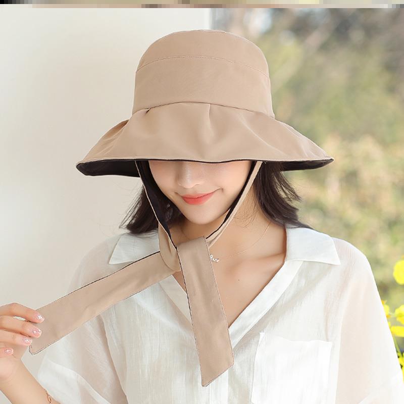 布塔防晒帽女夏季百搭渔夫帽大帽檐遮脸太阳帽子防紫外线遮阳帽潮