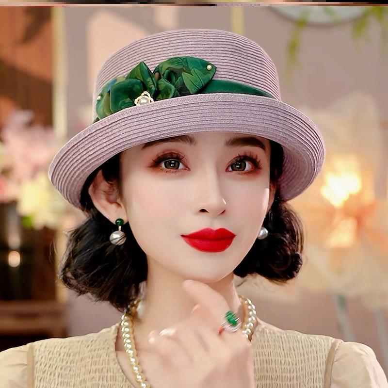 布塔夏季女士时尚冰丝草帽太阳帽夏天户外防紫外线气质度假遮阳帽