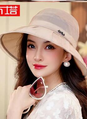 布塔女春夏季时尚2025新款纯色盆帽出游百搭显脸小遮阳防晒太阳帽