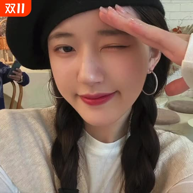 925银大小耳圈耳环女圆形个性气质耳坠耳钉耳饰韩国圆圈圈款圆环