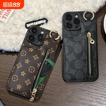 防摔iPhone16E手机壳苹果15promax耳机包14plus插卡套13pro卡包零钱包12可装卡11钥匙7plus卡夹欧美XR门禁套