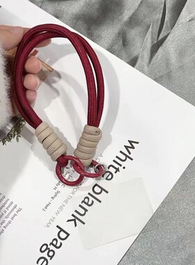 手机挂绳红色短款手绳手腕带编织绳挂件通用手机套挂饰防丢结实百搭创意简约ins女款便携钥匙扣挂链手提绳子