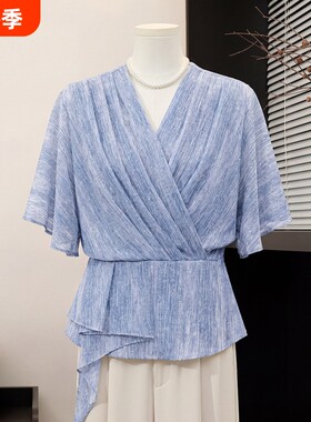 妈妈夏季新款短袖雪纺小衫套装