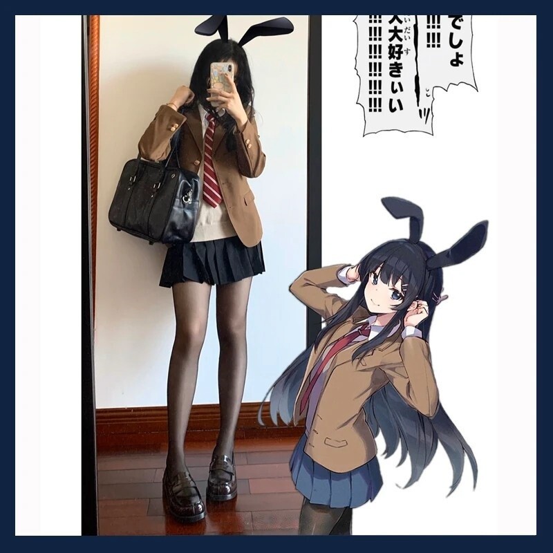 正版樱岛麻衣学姐黑丝jk制服套装全套辣妹原创秋冬季纯欲风短裙女