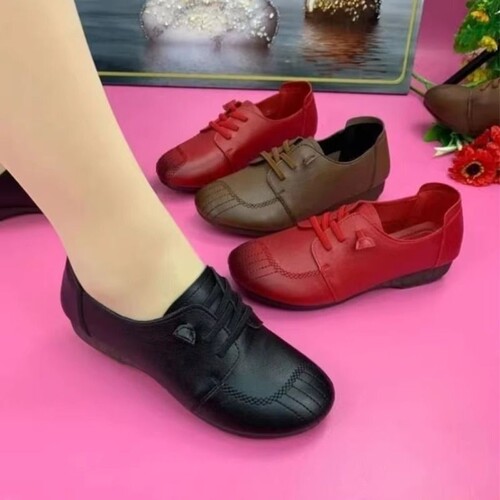 真皮妈妈鞋中老年女鞋舒适牛筋底