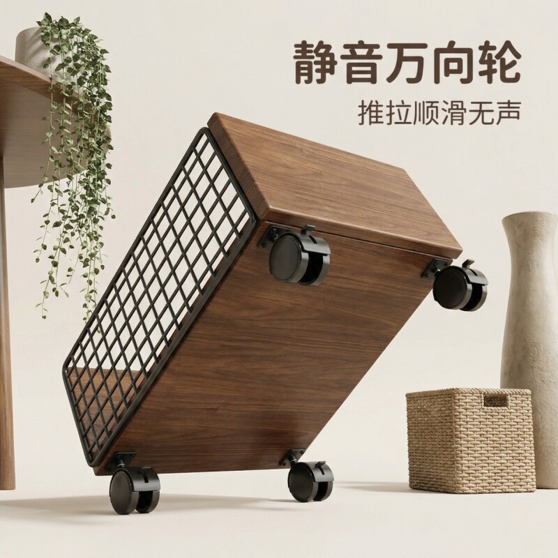 麻将收纳箱客厅落地带轮储物箱放的箱子大容量棋牌小推车书包金属