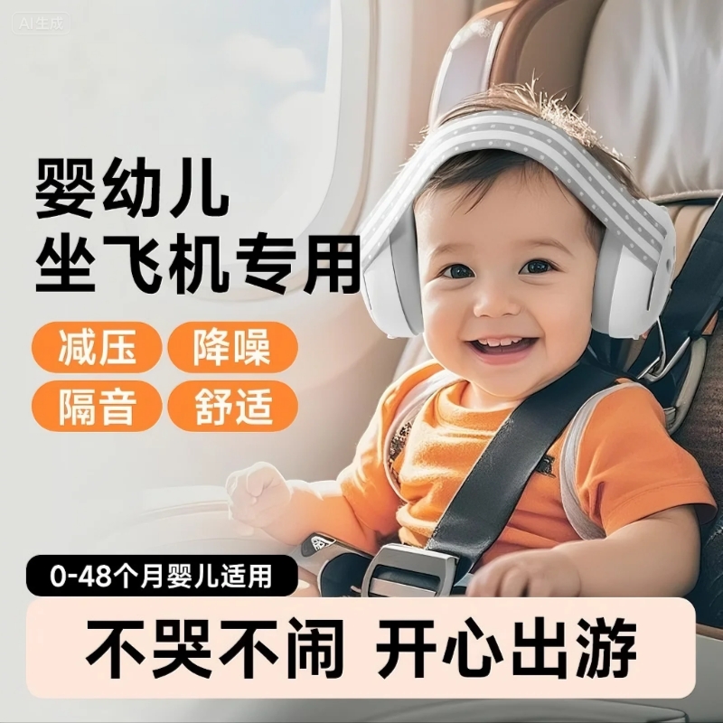 婴儿耳罩隔音睡眠坐飞机减压睡觉专用宝宝超强防噪音降噪神器耳机