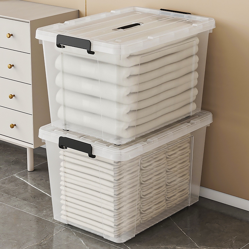 特大号带提手收纳箱家用衣服玩具整理箱透明加厚塑料储物箱收纳盒
