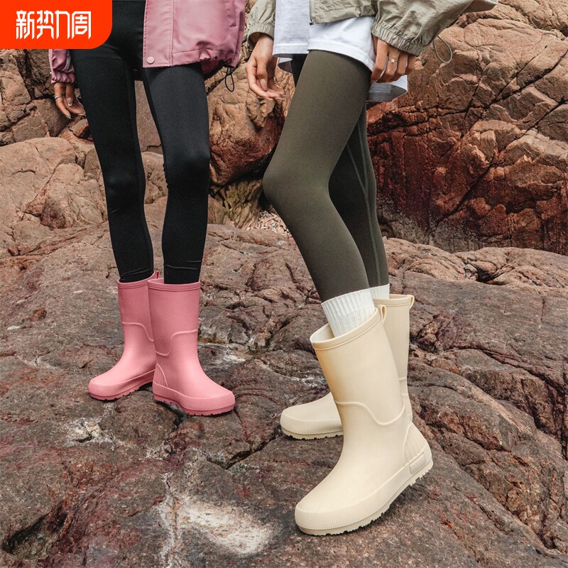 军登中筒雨鞋女款时尚外穿防滑防水雨靴耐磨软底厨房工作胶鞋防臭
