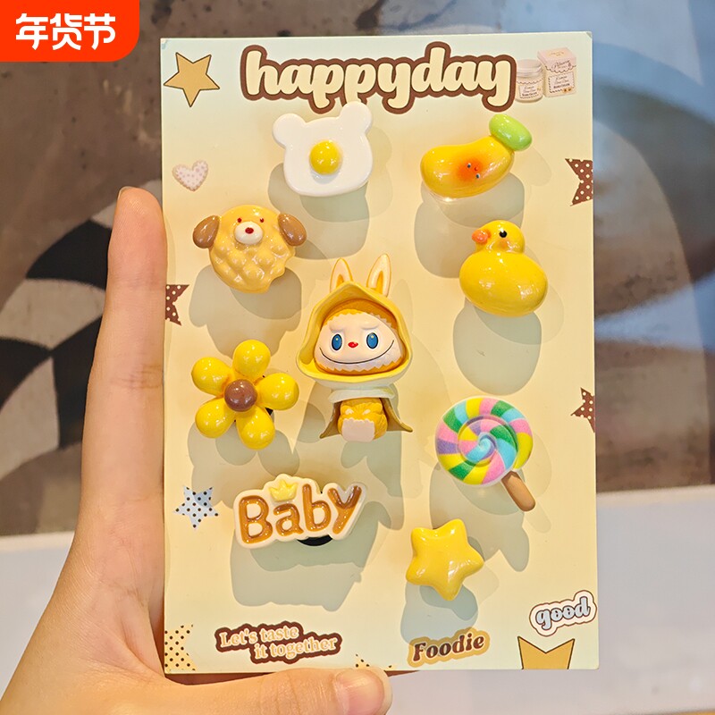 洞洞鞋配饰斗篷布布鞋花适配crocs卡洛驰鞋扣立体diy配件卡扣