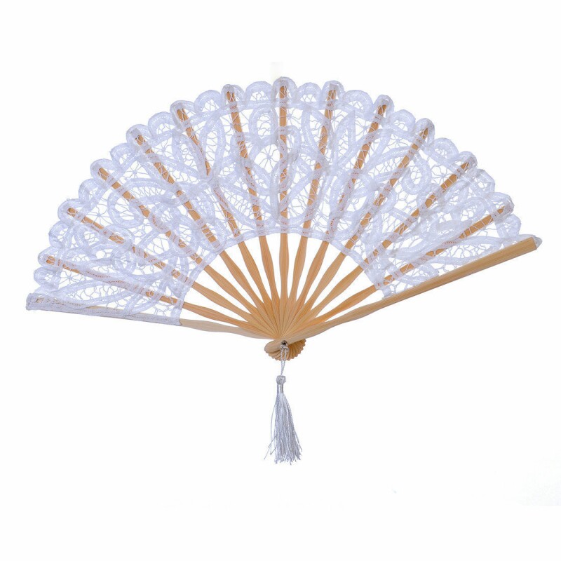 手工百代丽花边蕾丝刺绣复古宫廷折扇竹扇子女士摄影装饰个性竹制