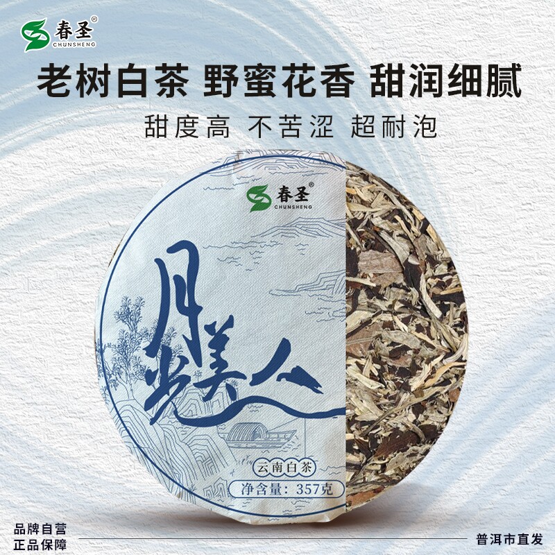 云南普洱秧塔老树大白茶景谷月光白月光美人头春老茶叶白牡丹芽头
