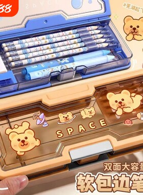 软包边透明双面文具盒