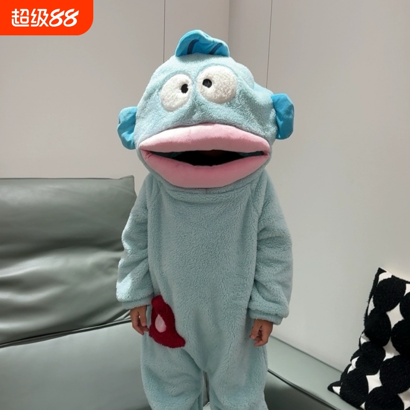 白色丑鱼儿童连体睡衣秋冬季