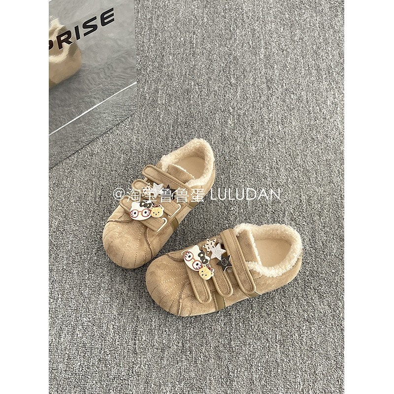 鲁鲁蛋百搭厚底小白鞋2025新款秋冬女鞋勃肯板鞋德训鞋魔术贴圆头