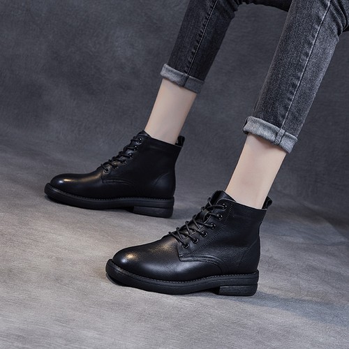 欧洲站真皮矮帮马丁靴女2025新款秋冬平跟百搭低帮女靴软底牛皮英