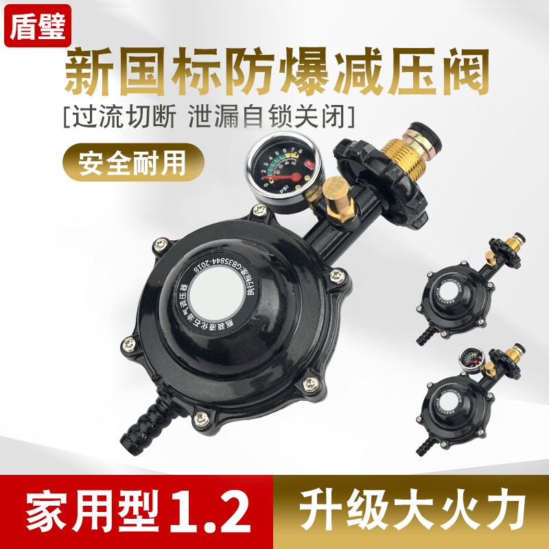 新国标家用防爆1.2减压阀燃气猛火瓶装液化气减压阀漏气自锁阀门