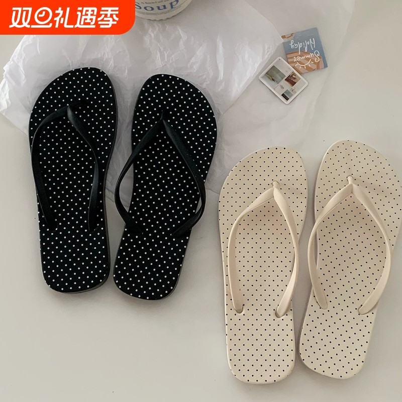 细细条人字拖女海边度假防滑百搭韩系小波点夹脚沙滩凉拖夏平底