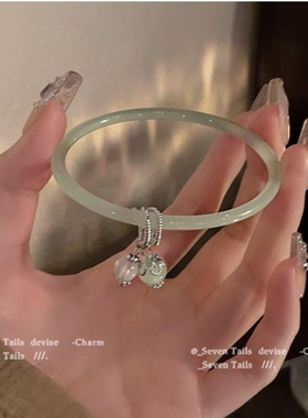 新中式绿色圆圈手镯流苏叮当镯女手镯闺蜜古风约手镯闺蜜生日礼物