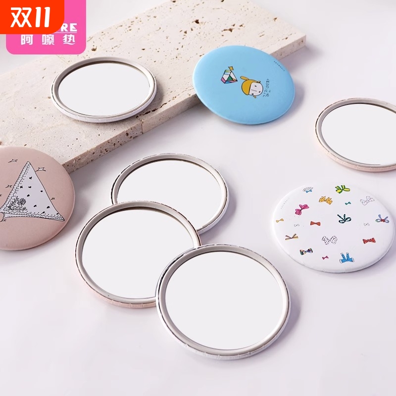 镜子/小/圆A1pn0-易上手随身镜便携迷你学生女手持口袋镜圆镜可