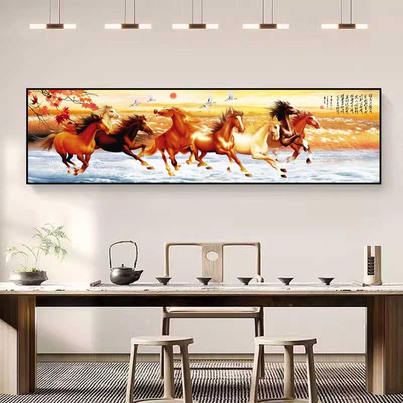 马成功客沙发万背景墙装饰画新款马奔腾墙骏壁厅八到图画贴画