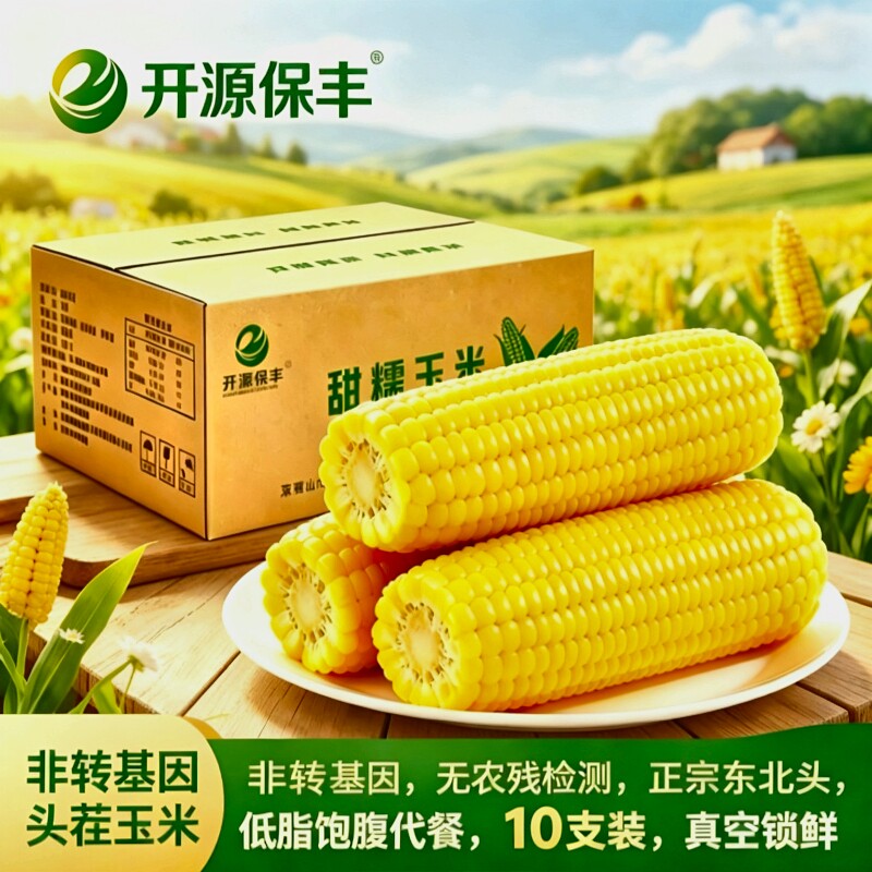开源保丰东北新鲜头茬糯玉米软糯香甜10支真空装非转基因低脂代餐