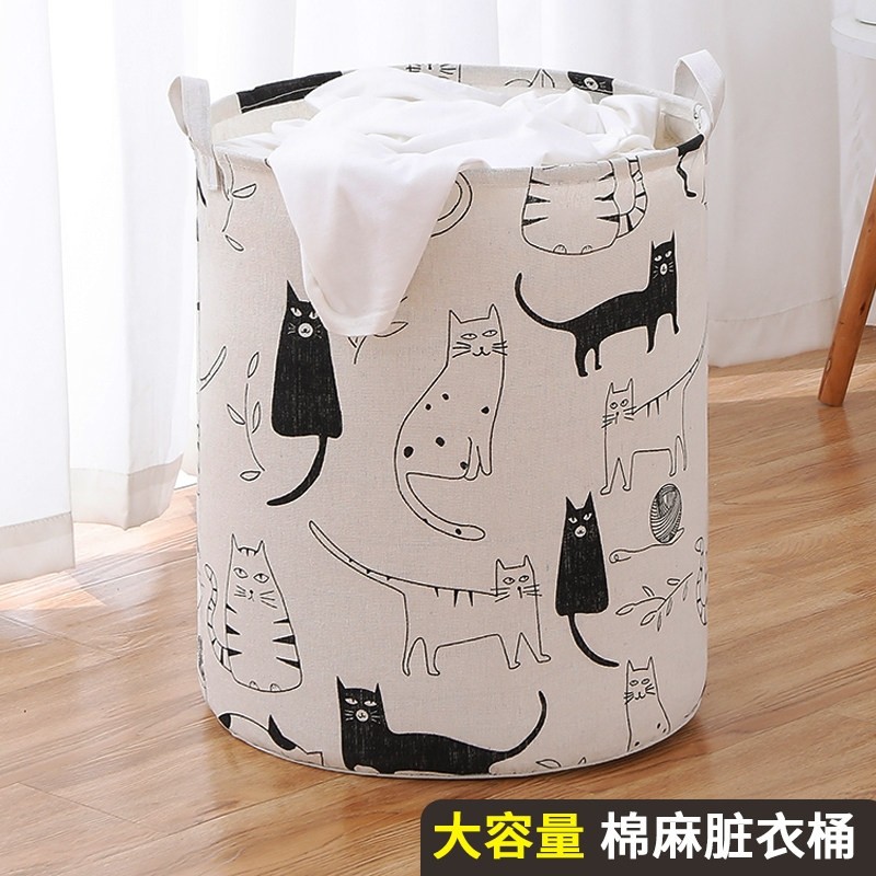 棉麻脏衣篮家用大号可折叠放脏衣服收纳筐玩具娃娃收纳桶洗衣篮子