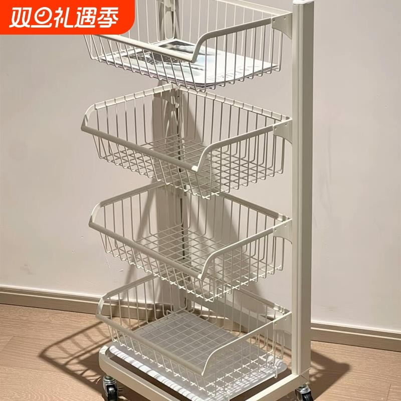 白色系厨房置物架小推车家用多层蔬菜架水果架家居好物落地储物架