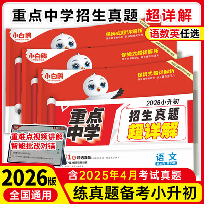 2026备考小白鸥分类卷超详解小升初五年真题分类试卷语文数学英语重点中学招生分班专项训练总复习五六年级分类卷高分作文文言文