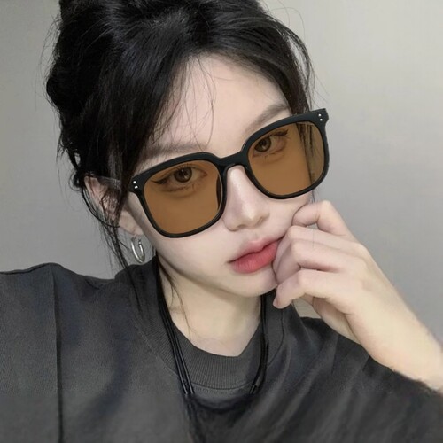 GM黑框茶色墨镜女高级感雪地近视