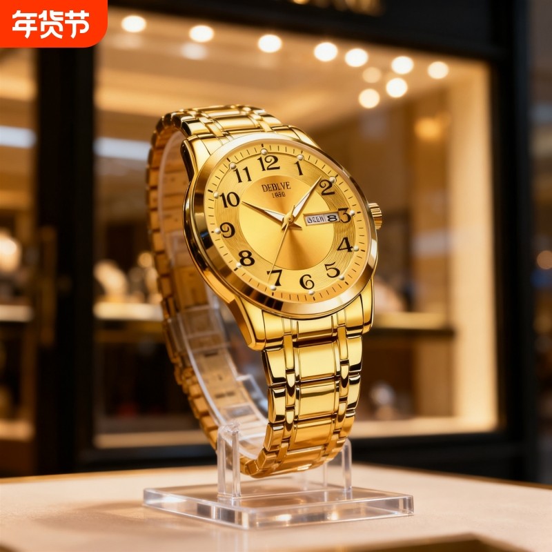 男款商务防水石英腕表镂空男士手表男正品名牌全自动非机械表钢带