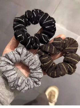 复古新款色黑色条纹大肠发圈时尚百搭高颜值扎马尾丸子头发饰