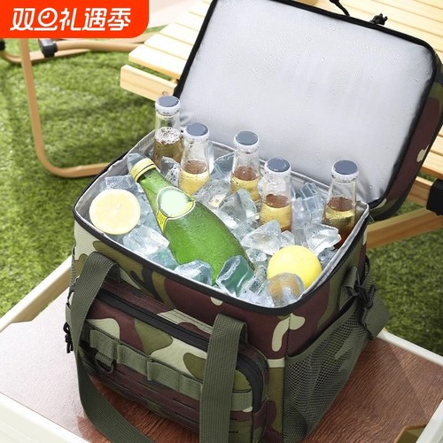 户外收纳包双层午餐袋迷彩战术冰包加厚冷藏袋男防水保温包斜挎包