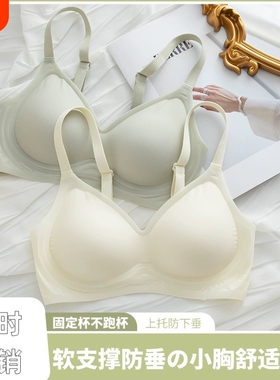 媚娇欣外扩内衣女聚拢小胸漫画胸文胸无痕蜜桃杯胸罩固定果冻黑色