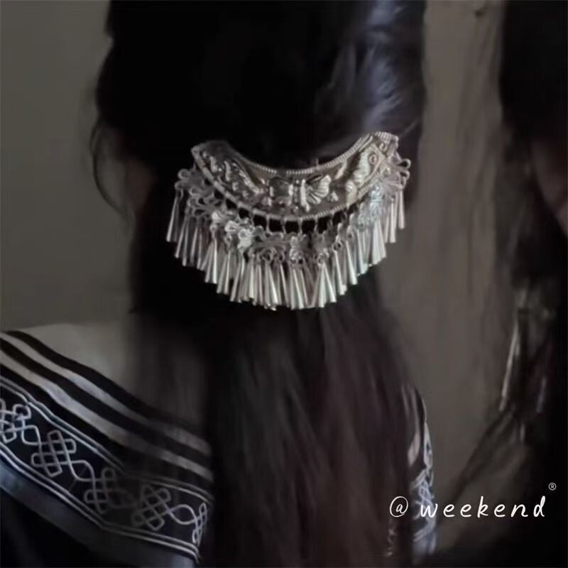 新中式苗银民族风蝴蝶流苏发簪女古风小众步摇发钗汉服战国袍发饰