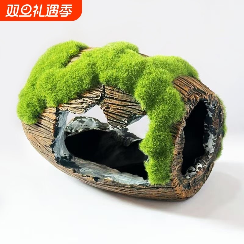 鱼缸装饰水族箱造景装饰石头布景树脂假山小桥虾窝鱼儿酒桶躲避屋