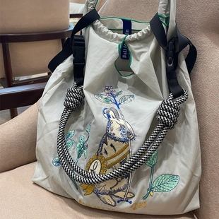 chain浅灰勋章兔环保尼龙购物袋斜挎包女 ball 日本代购 高圆圆同款