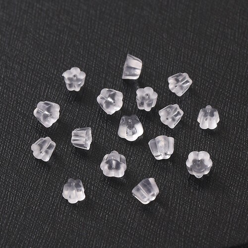 梅花耳堵diy耳饰配件透明防过敏防掉耳塞防掉耳后堵头耳后塞耳堵