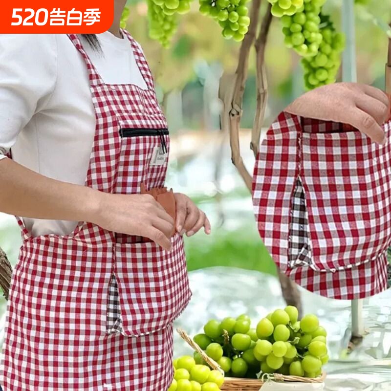 套袋围裙棉布背带家用厨房做饭防污耐磨围腰耐脏上班工作服透气