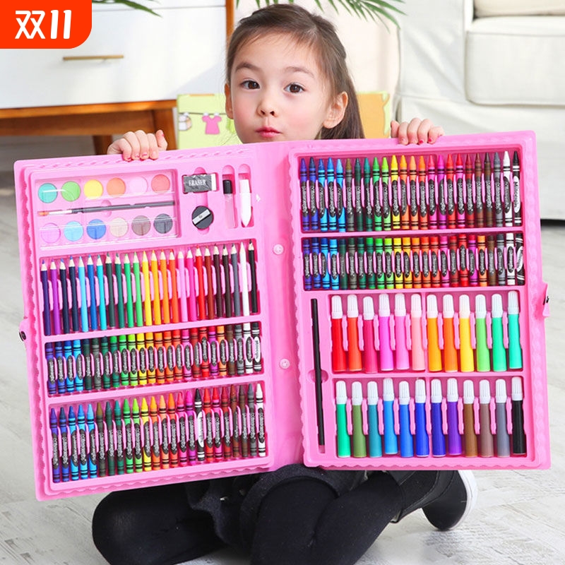 水彩笔套装彩色笔儿童画画工具绘画幼儿园画笔油画棒彩色笔画画礼盒画笔套组蜡笔美术用品