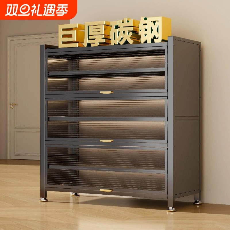 家用钢制鞋柜落地多层防尘鞋架门口入户玄关大容量防潮收纳置物柜