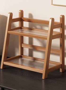 中古风置物架餐边柜台面茶杯水杯收纳架客厅桌面放杯架多层桌上