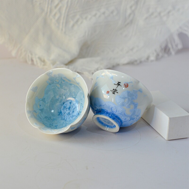 结晶釉手绘主人杯陶瓷茶杯功夫茶具茶盏品茗杯节日送客礼个人专用